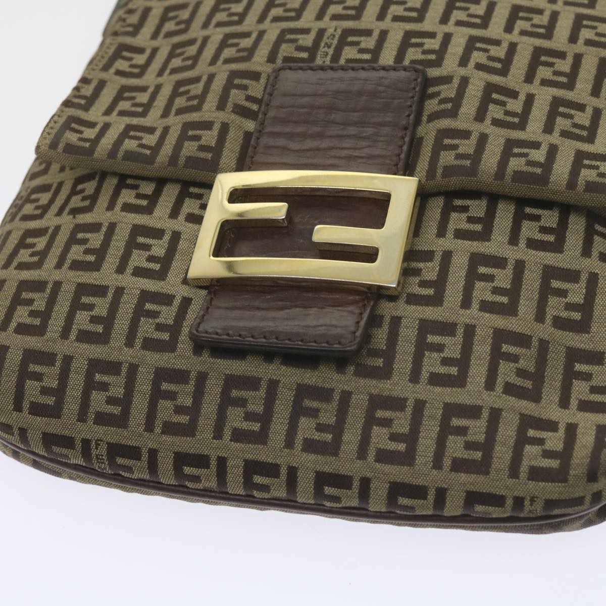 FENDI Zucchino Canvas Mamma Baguette Shoulder Bag Brown ep2621