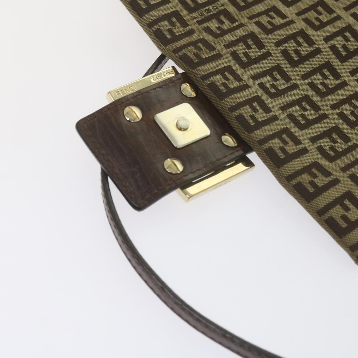 FENDI Zucchino Canvas Mamma Baguette Shoulder Bag Brown ep2621