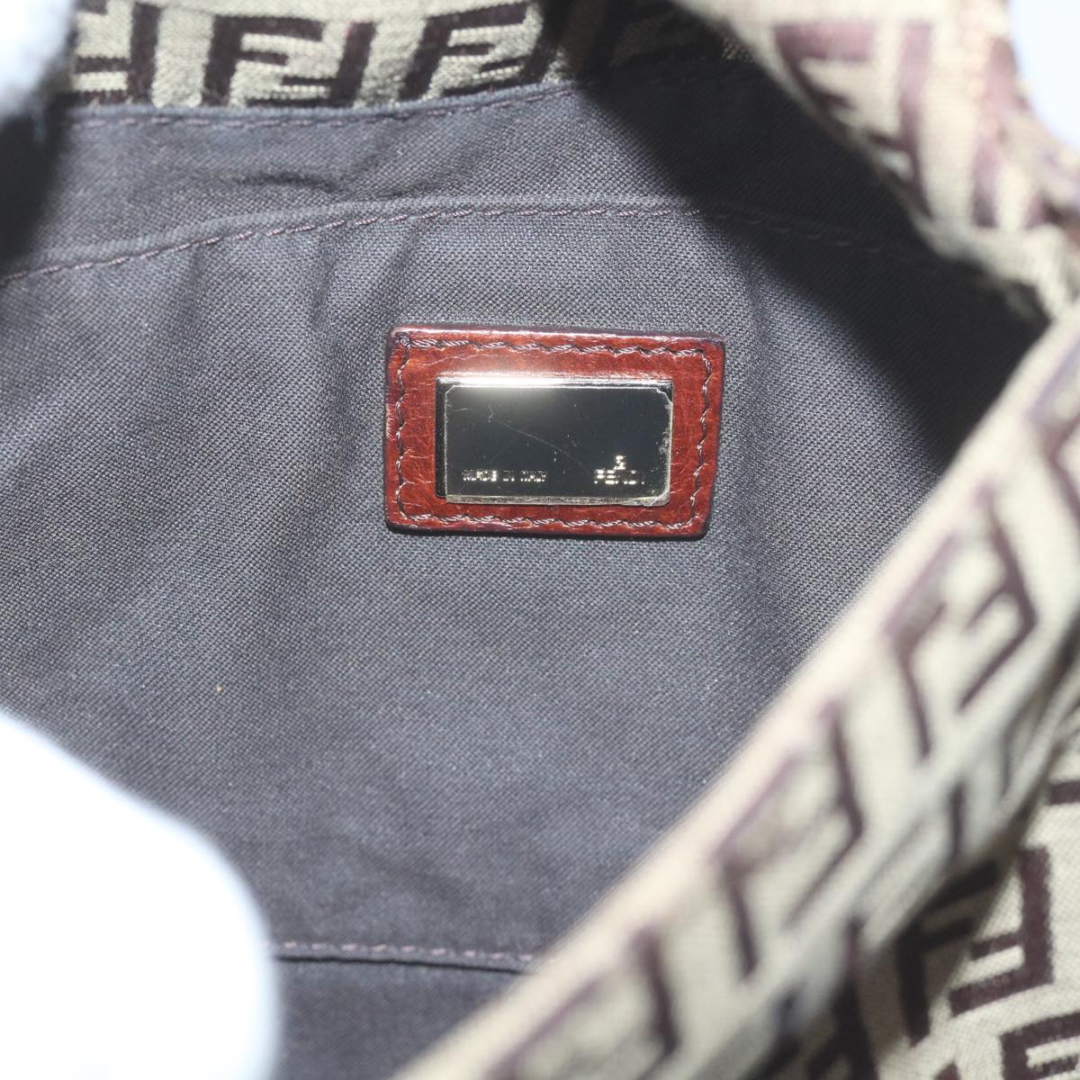 FENDI Zucchino Canvas Mamma Baguette Shoulder Bag Brown ep2621