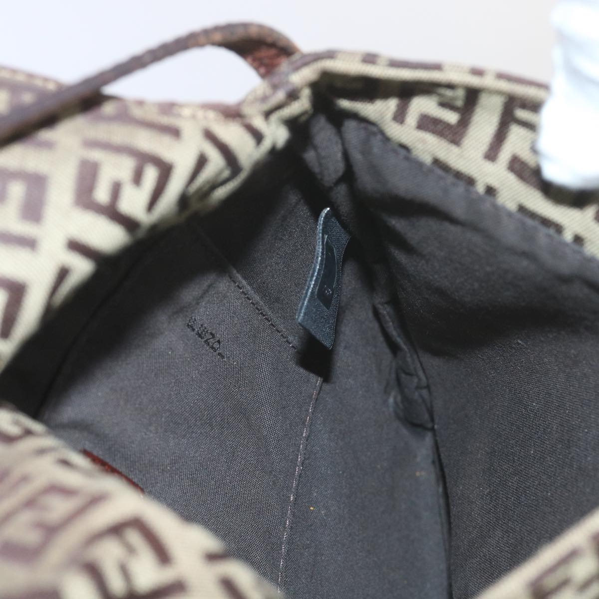 FENDI Zucchino Canvas Mamma Baguette Shoulder Bag Brown ep2621