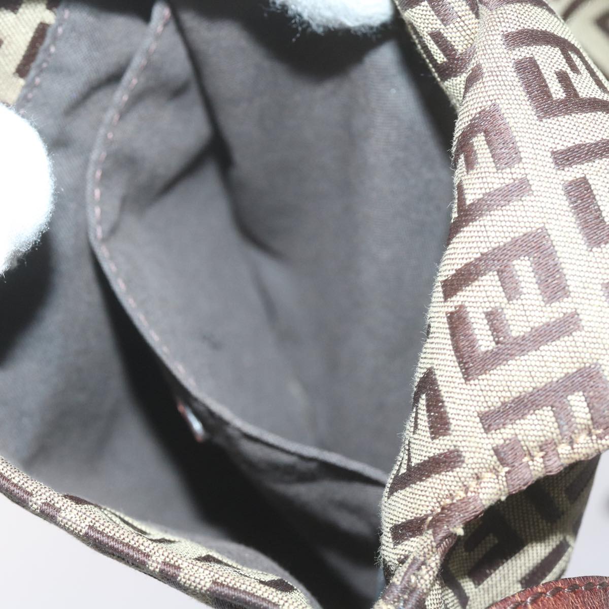 FENDI Zucchino Canvas Mamma Baguette Shoulder Bag Brown ep2621