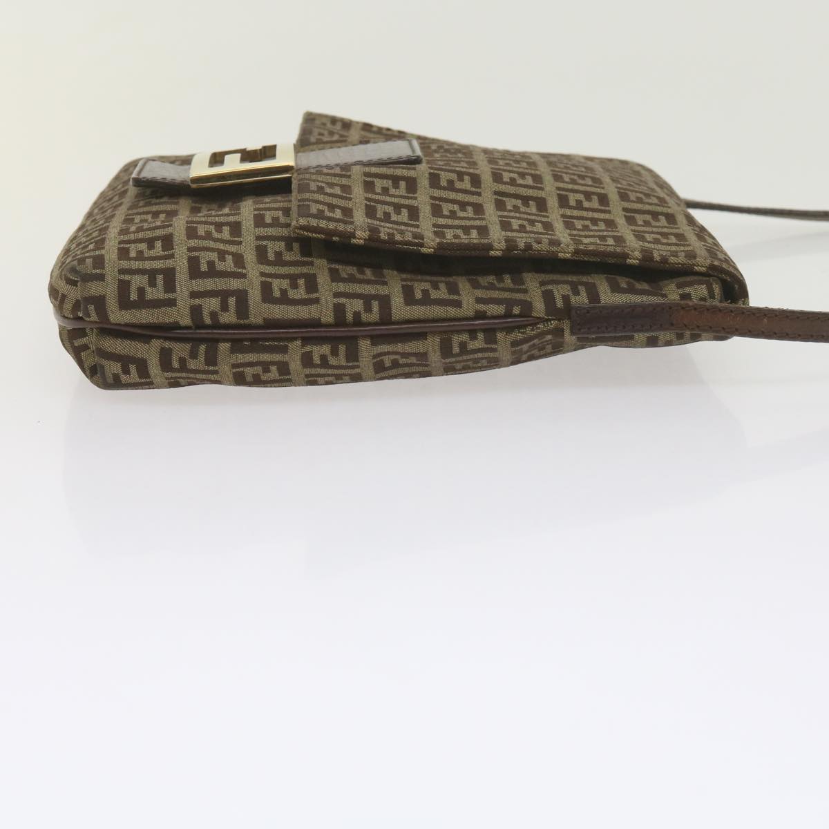 FENDI Zucchino Canvas Mamma Baguette Shoulder Bag Brown ep2621