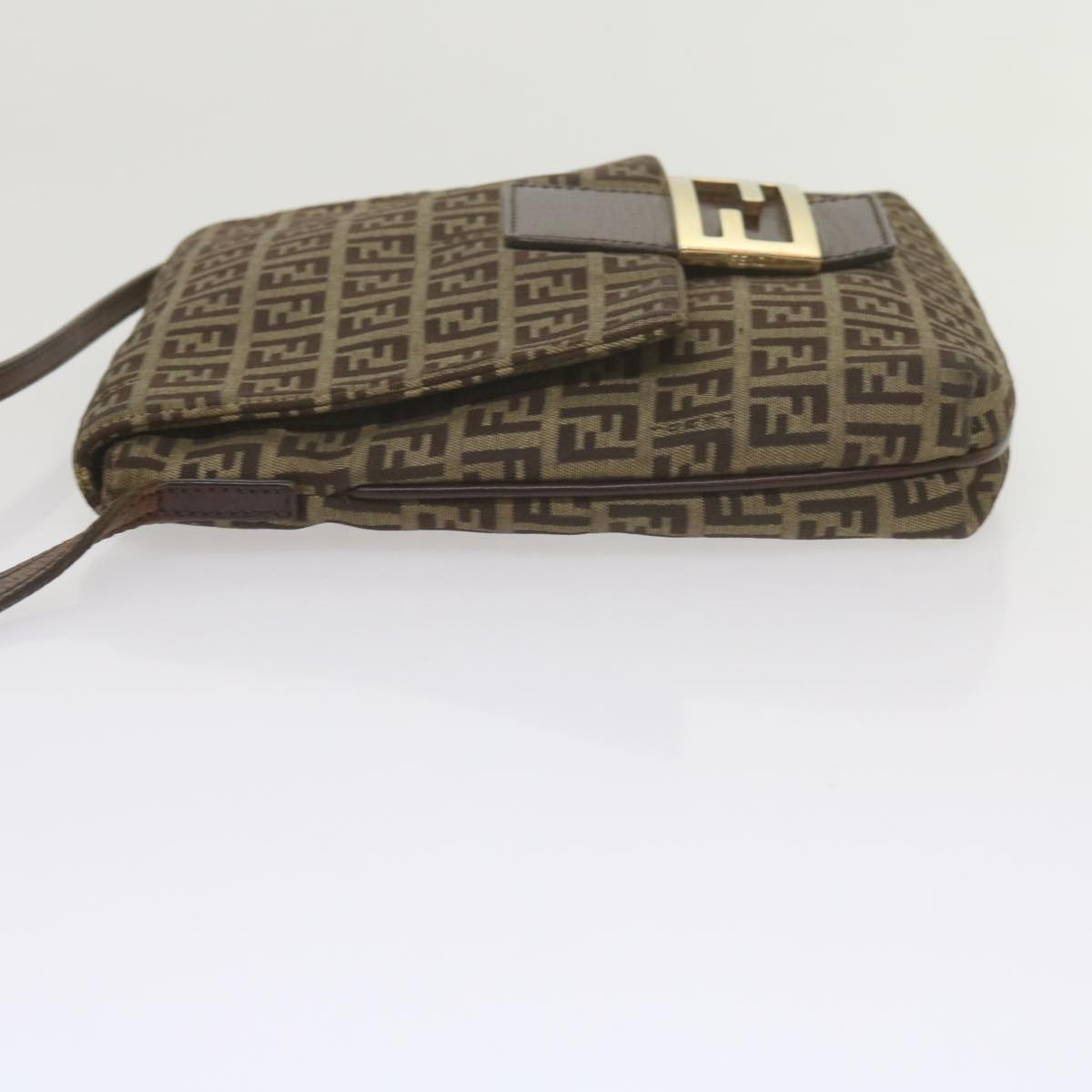 FENDI Zucchino Canvas Mamma Baguette Shoulder Bag Brown ep2621