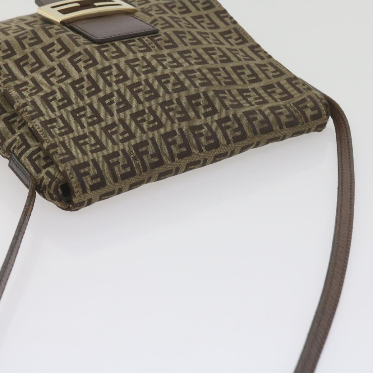 FENDI Zucchino Canvas Mamma Baguette Shoulder Bag Brown ep2621