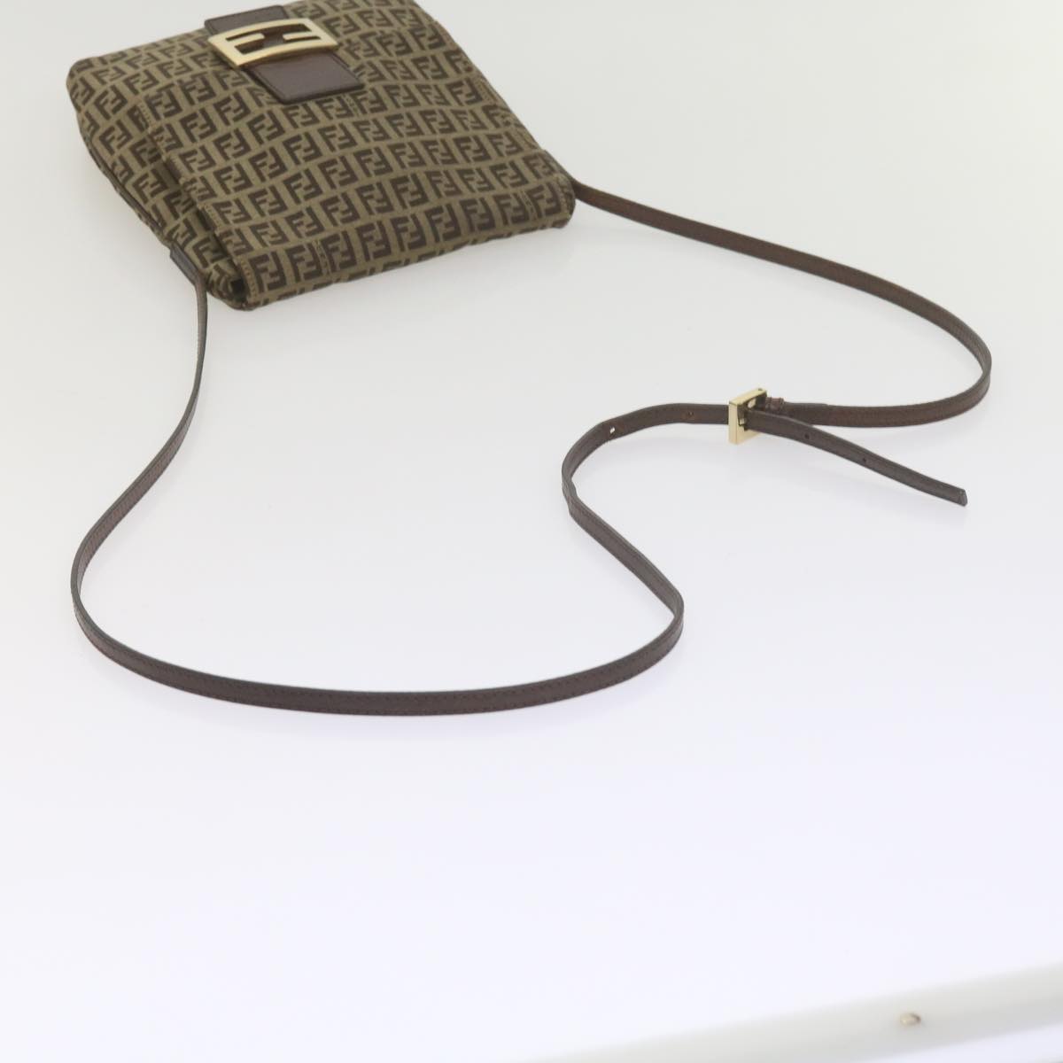 FENDI Zucchino Canvas Mamma Baguette Shoulder Bag Brown ep2621