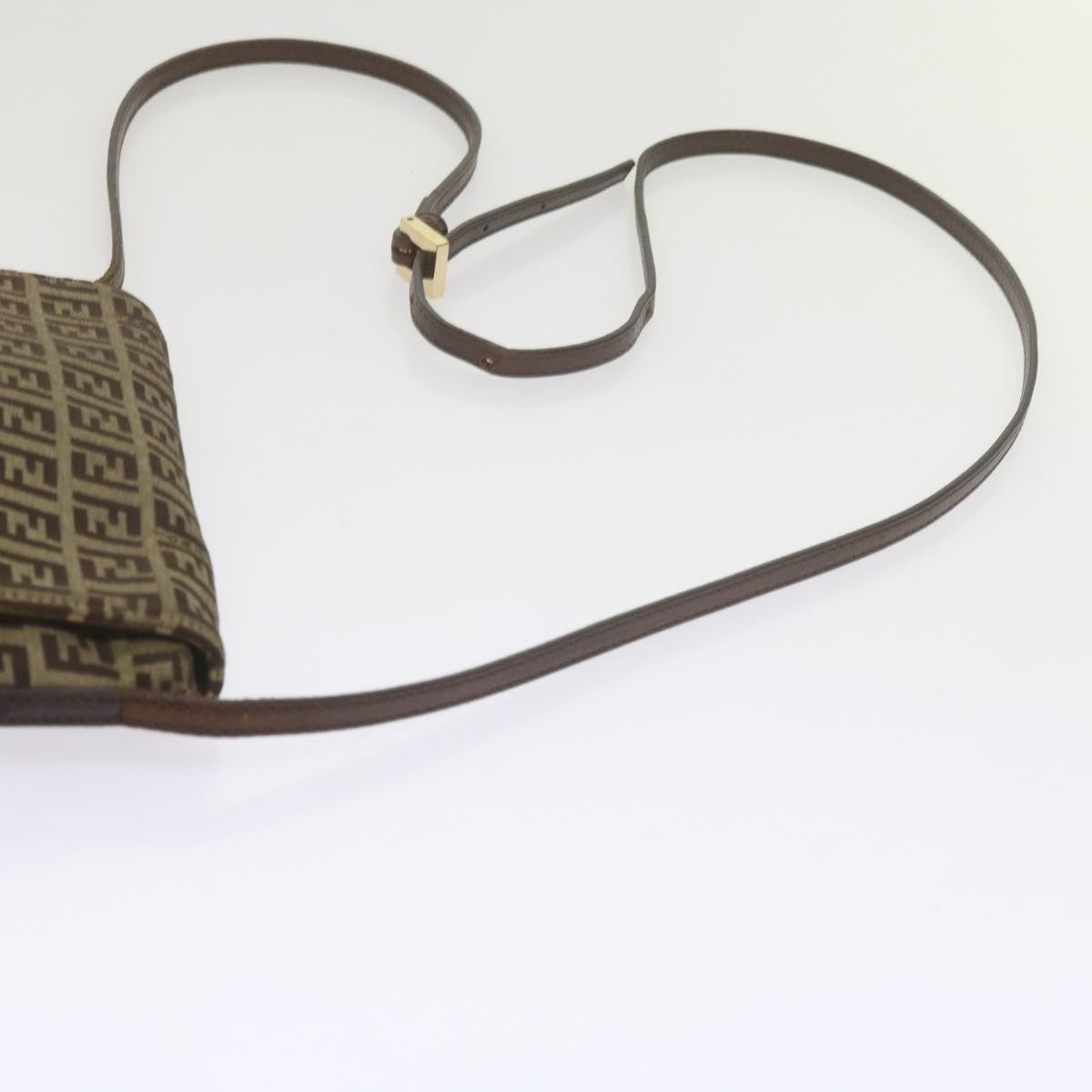 FENDI Zucchino Canvas Mamma Baguette Shoulder Bag Brown ep2621