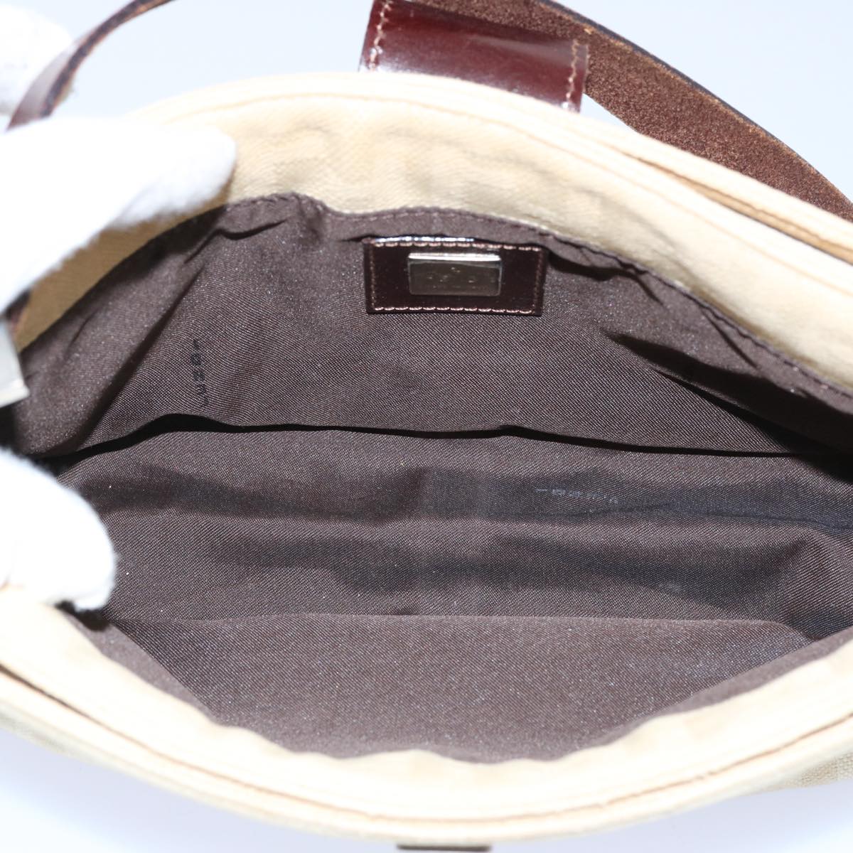 FENDI Zucca Canvas Mamma Baguette Shoulder Bag Beige ep2732