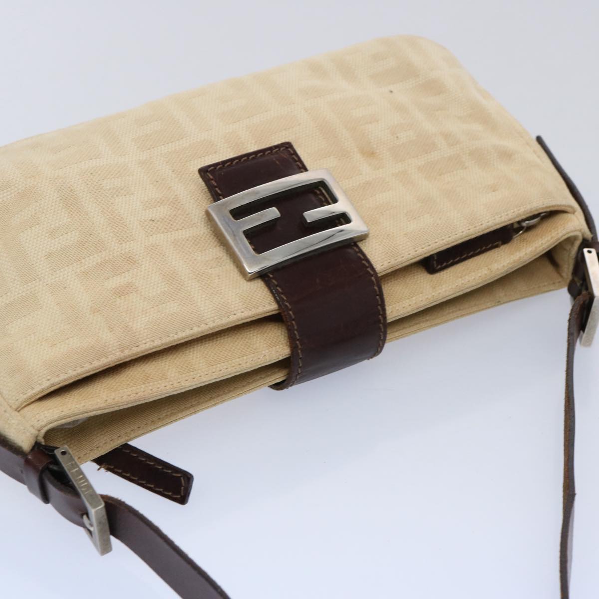 FENDI Zucca Canvas Mamma Baguette Shoulder Bag Beige ep2732