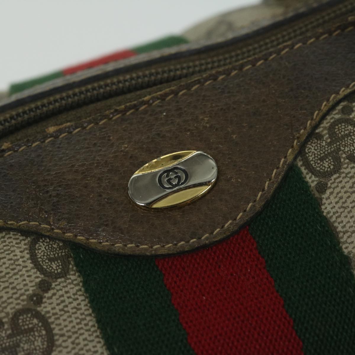 GUCCI GG Supreme Web Sherry Line Boston Bag Beige Red 69 02 007 ep2784