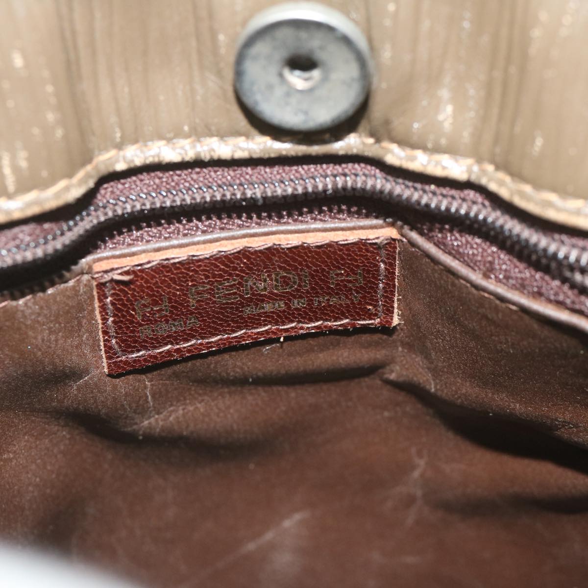 FENDI Zucchino Canvas Shoulder Bag Brown ep2817