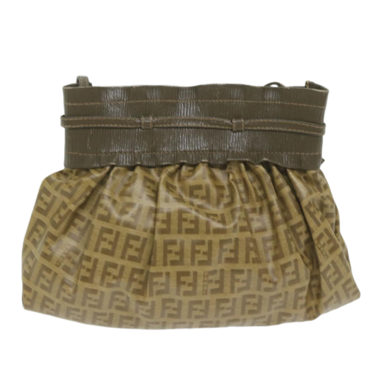 FENDI Zucchino Canvas Shoulder Bag Brown ep2817