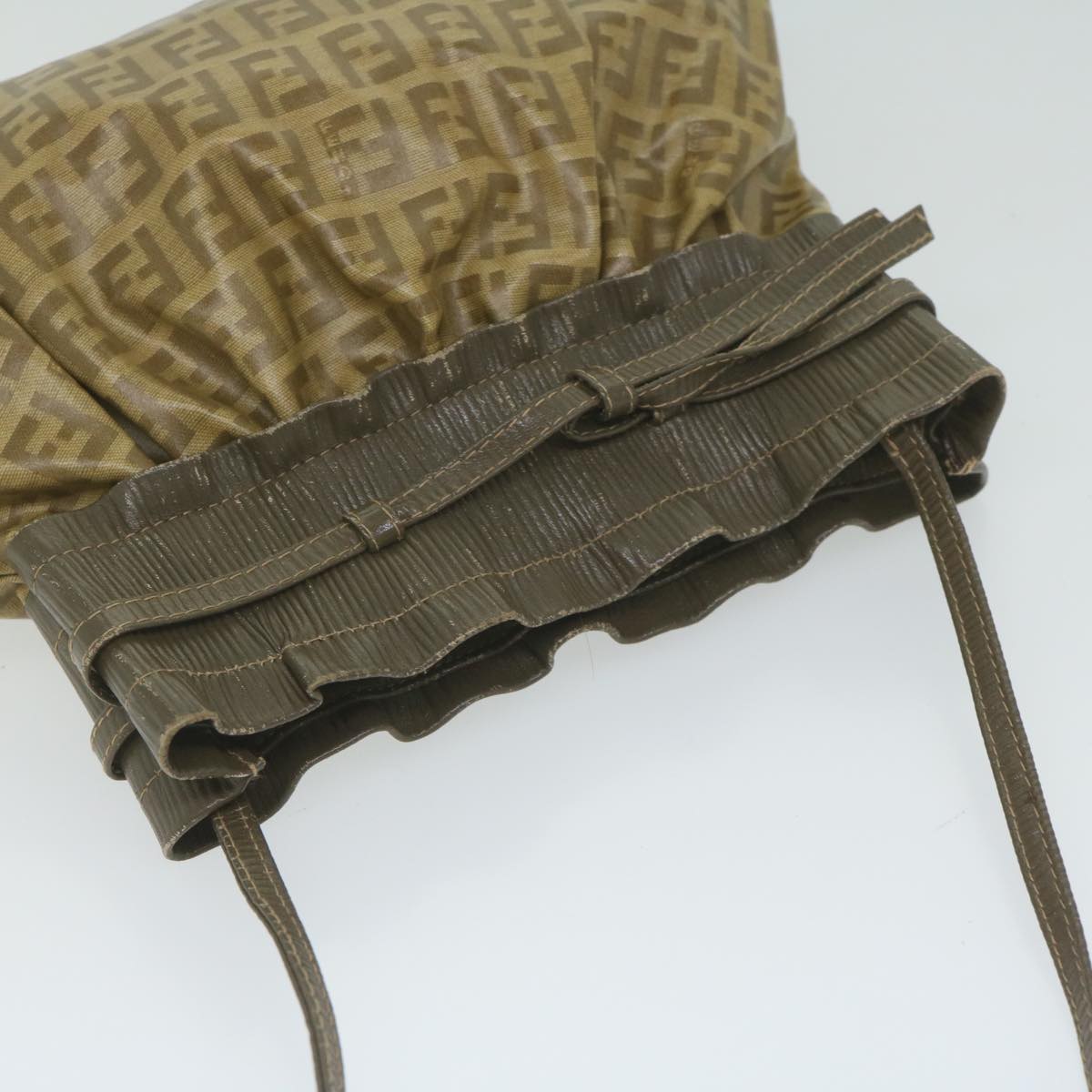FENDI Zucchino Canvas Shoulder Bag Brown ep2817