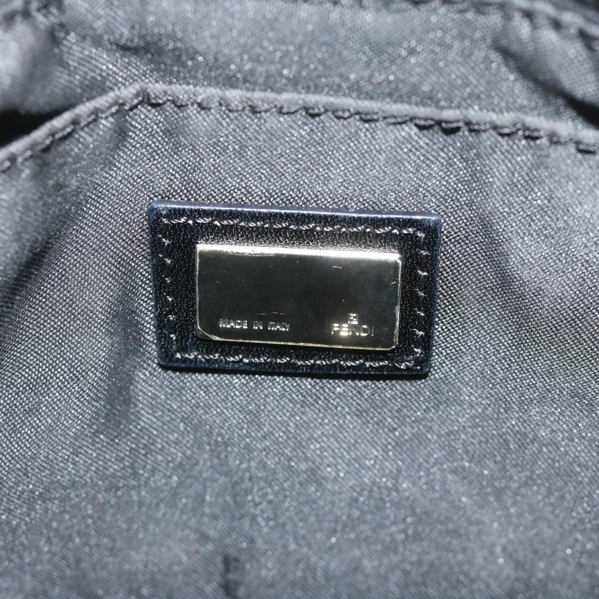 FENDI Zucchino Canvas Shoulder Bag Black ep2840
