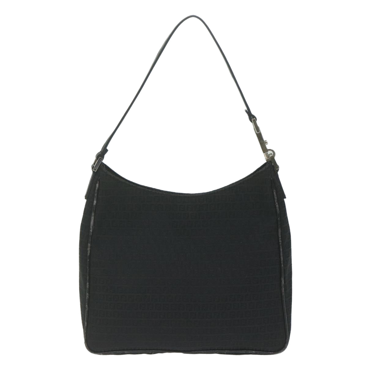 FENDI Zucchino Canvas Shoulder Bag Black ep2840
