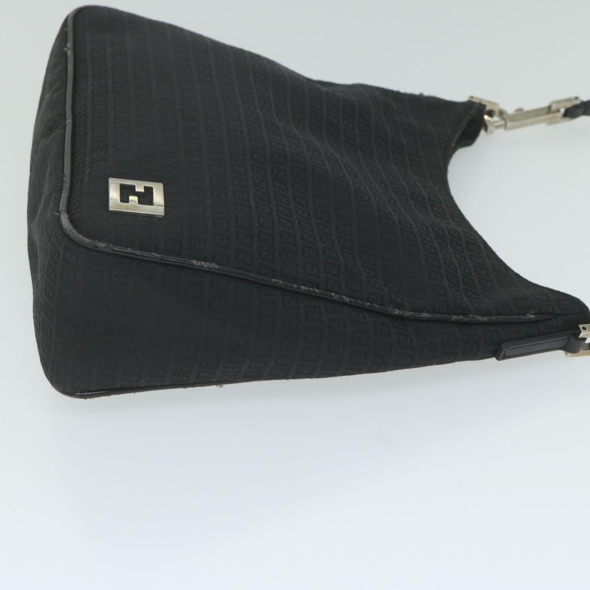 FENDI Zucchino Canvas Shoulder Bag Black ep2840