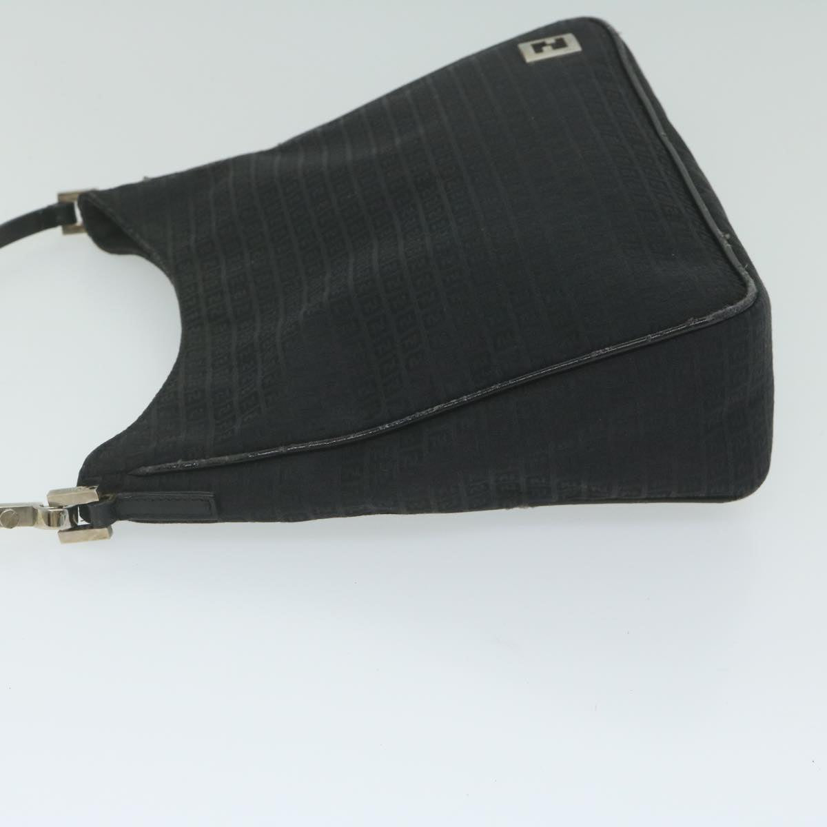 FENDI Zucchino Canvas Shoulder Bag Black ep2840