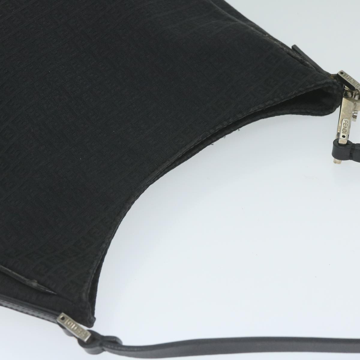 FENDI Zucchino Canvas Shoulder Bag Black ep2840