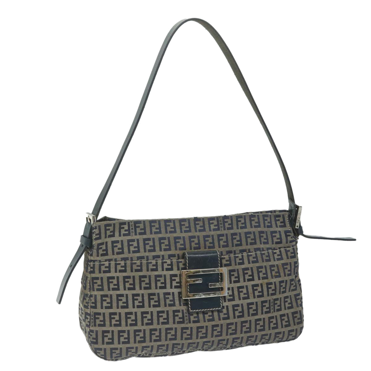 FENDI Zucchino Canvas Mamma Baguette Shoulder Bag Navy ep2842