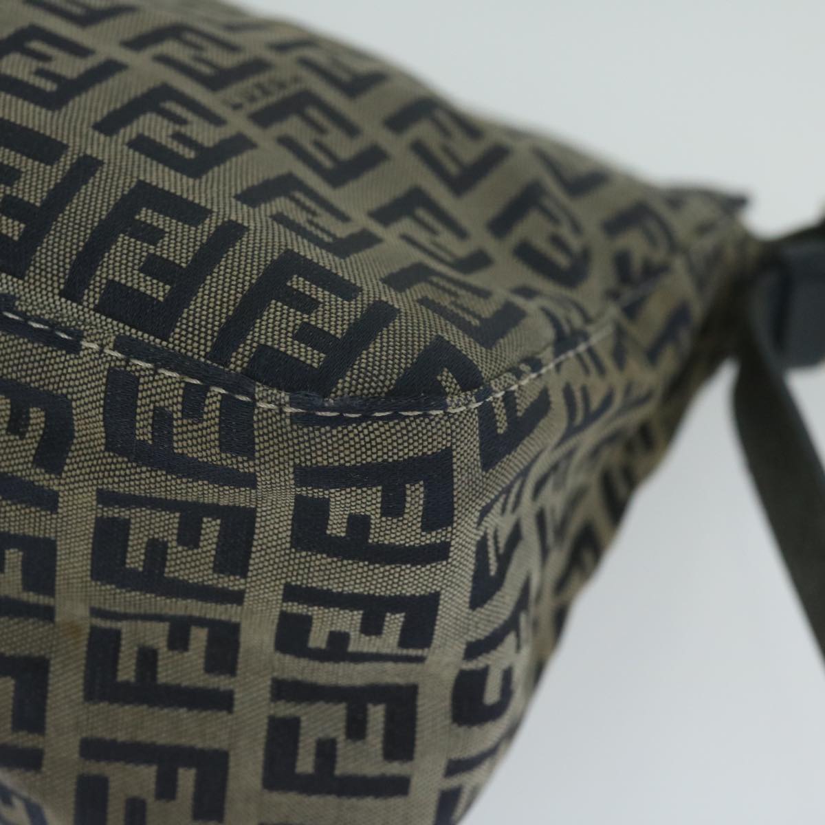 FENDI Zucchino Canvas Mamma Baguette Shoulder Bag Navy ep2842