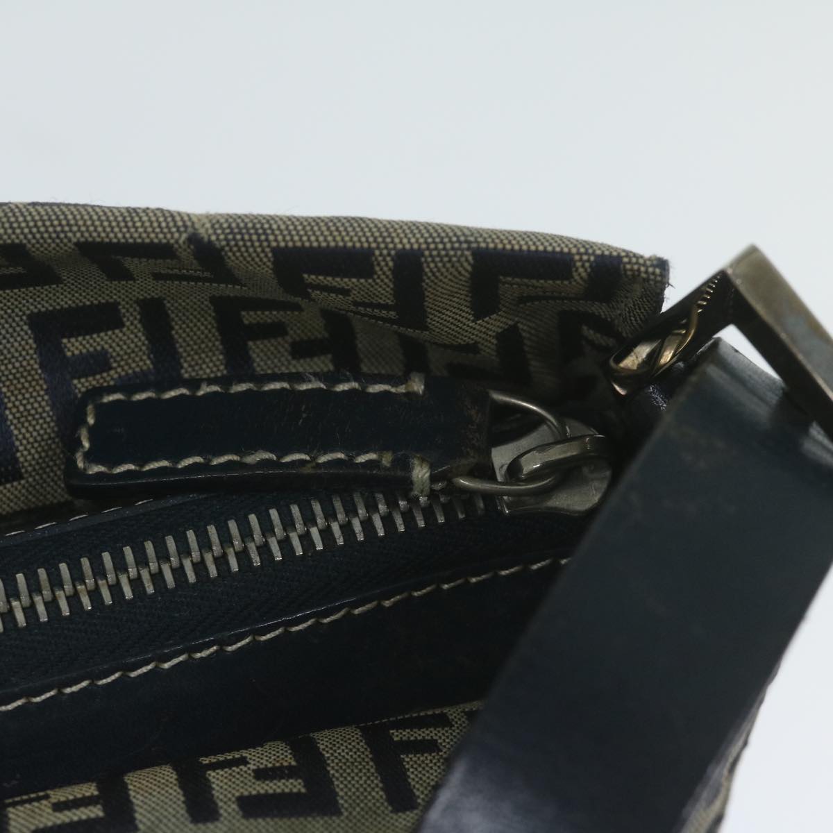 FENDI Zucchino Canvas Mamma Baguette Shoulder Bag Navy ep2842