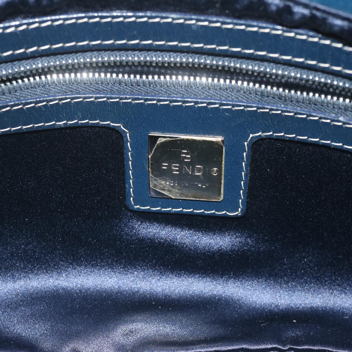 FENDI Zucchino Canvas Mamma Baguette Shoulder Bag Navy ep2842