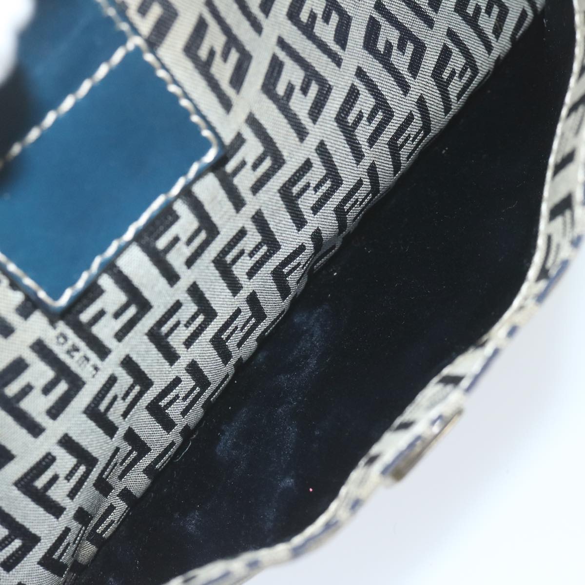 FENDI Zucchino Canvas Mamma Baguette Shoulder Bag Navy ep2842