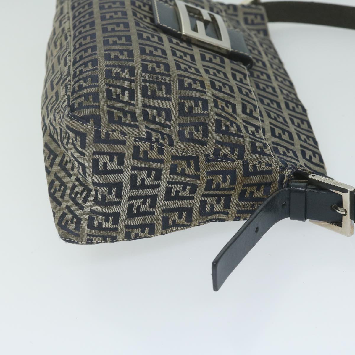 FENDI Zucchino Canvas Mamma Baguette Shoulder Bag Navy ep2842