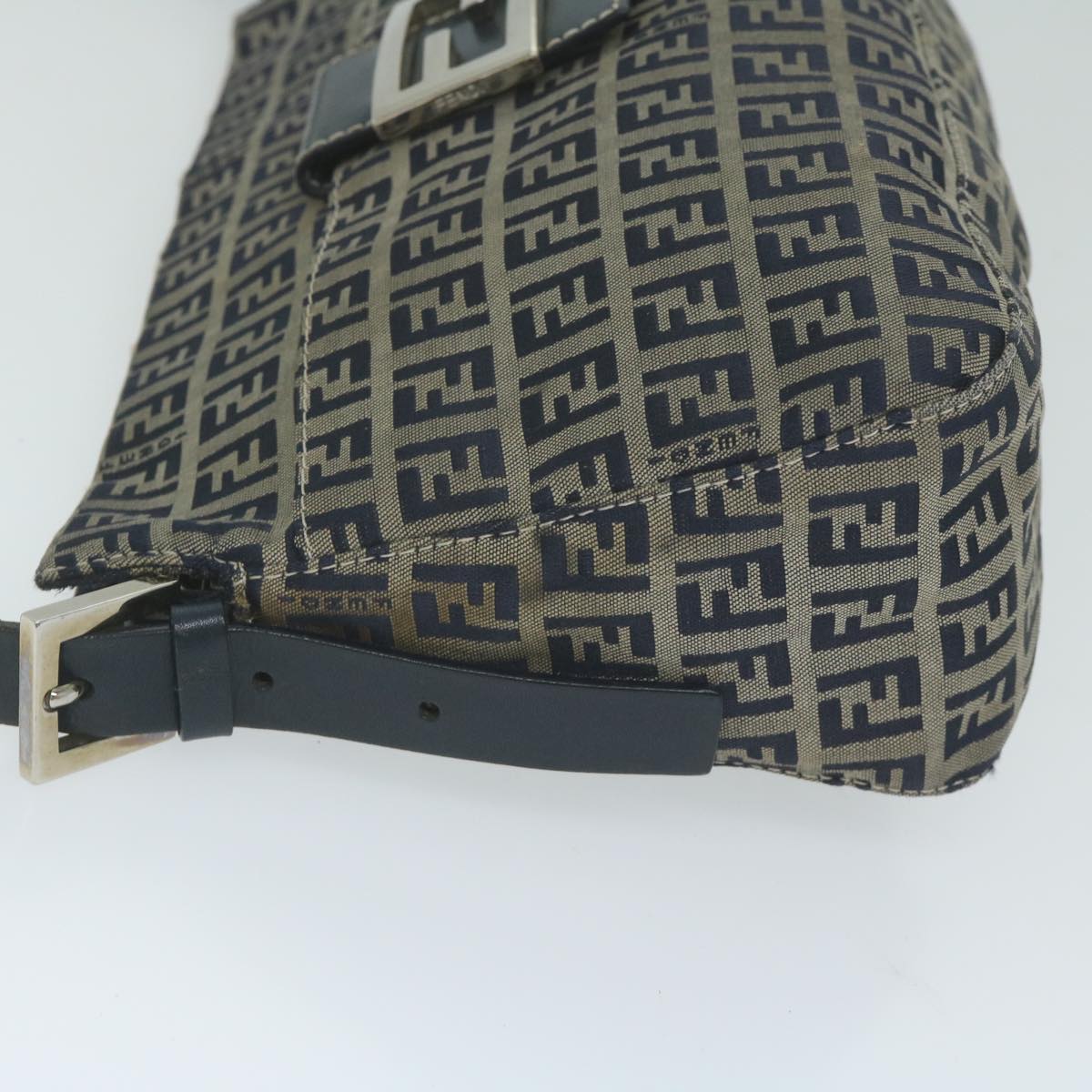 FENDI Zucchino Canvas Mamma Baguette Shoulder Bag Navy ep2842