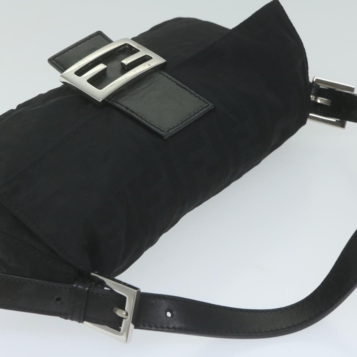 FENDI Zucca Canvas Mamma Baguette Shoulder Bag Black ep2859