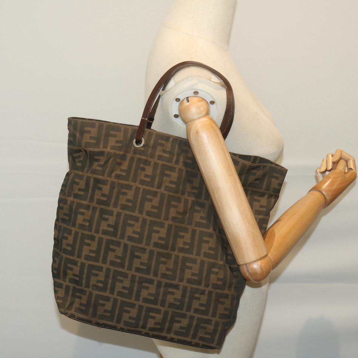 FENDI Zucca Canvas Tote Bag Black Brown ep3003