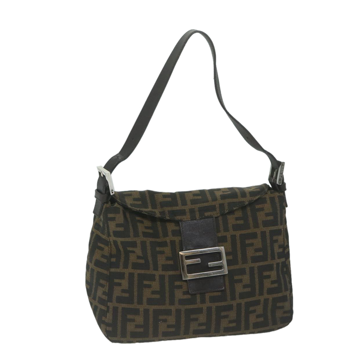 FENDI Zucca Canvas Mamma Baguette Shoulder Bag Brown Black ep3105