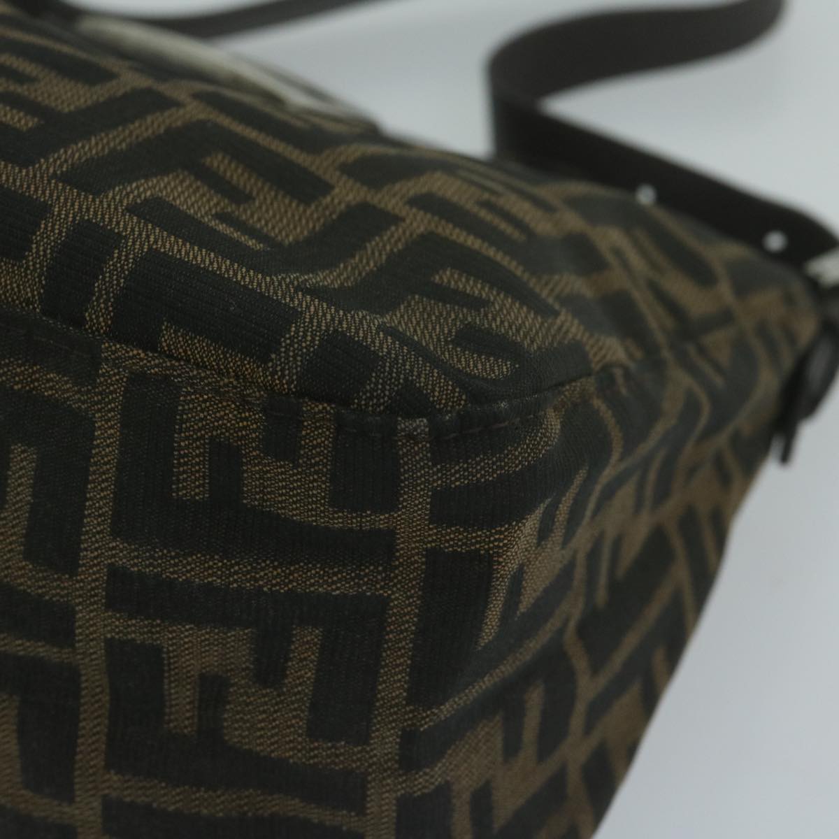 FENDI Zucca Canvas Mamma Baguette Shoulder Bag Brown Black ep3105
