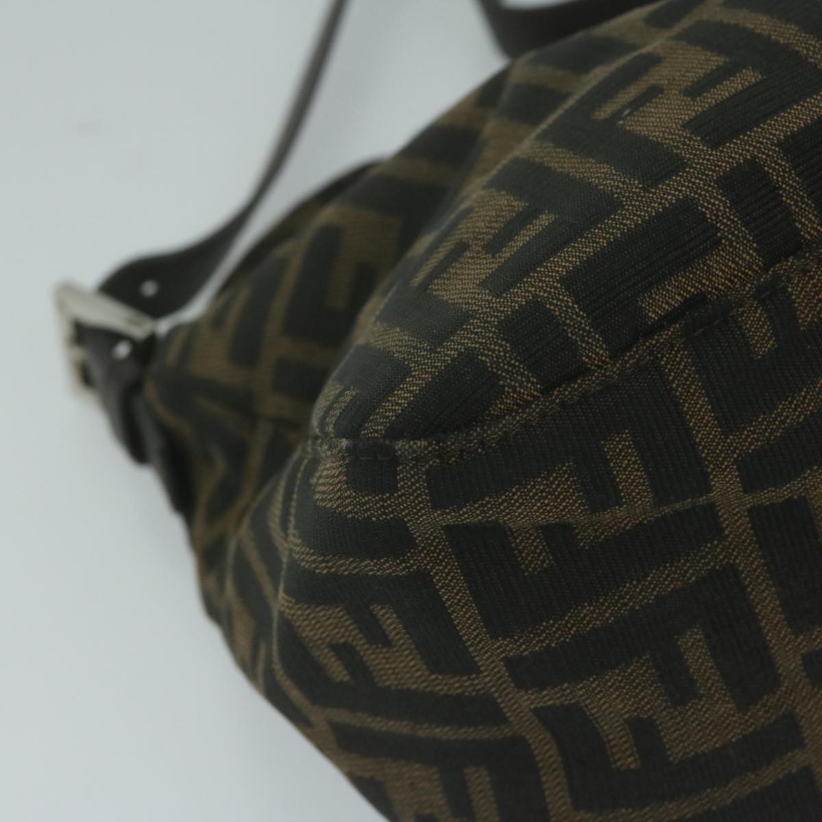 FENDI Zucca Canvas Mamma Baguette Shoulder Bag Brown Black ep3105