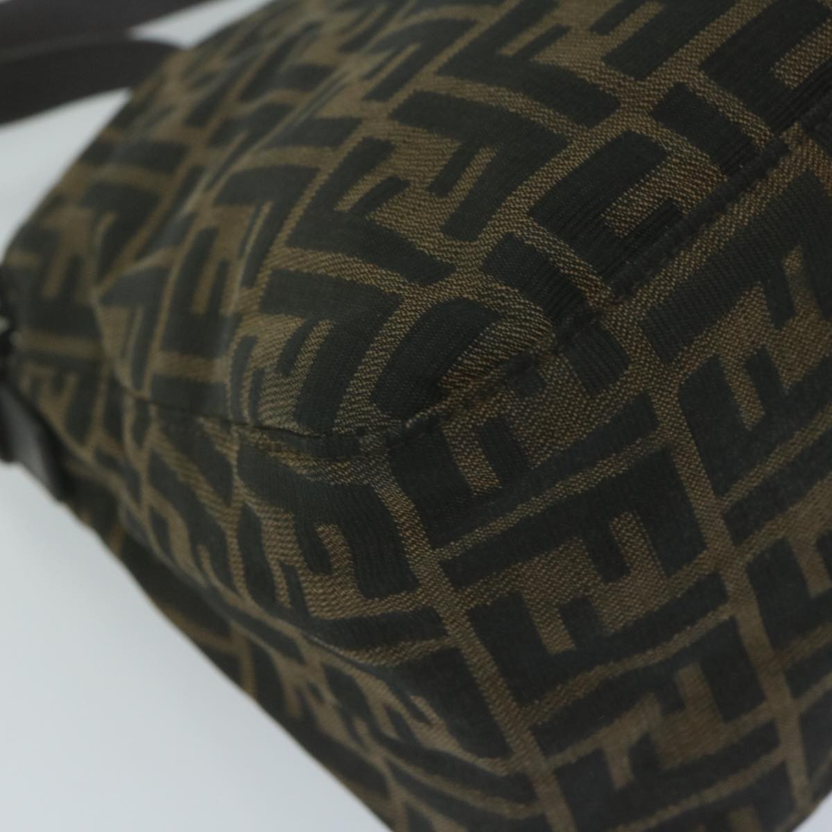 FENDI Zucca Canvas Mamma Baguette Shoulder Bag Brown Black ep3105