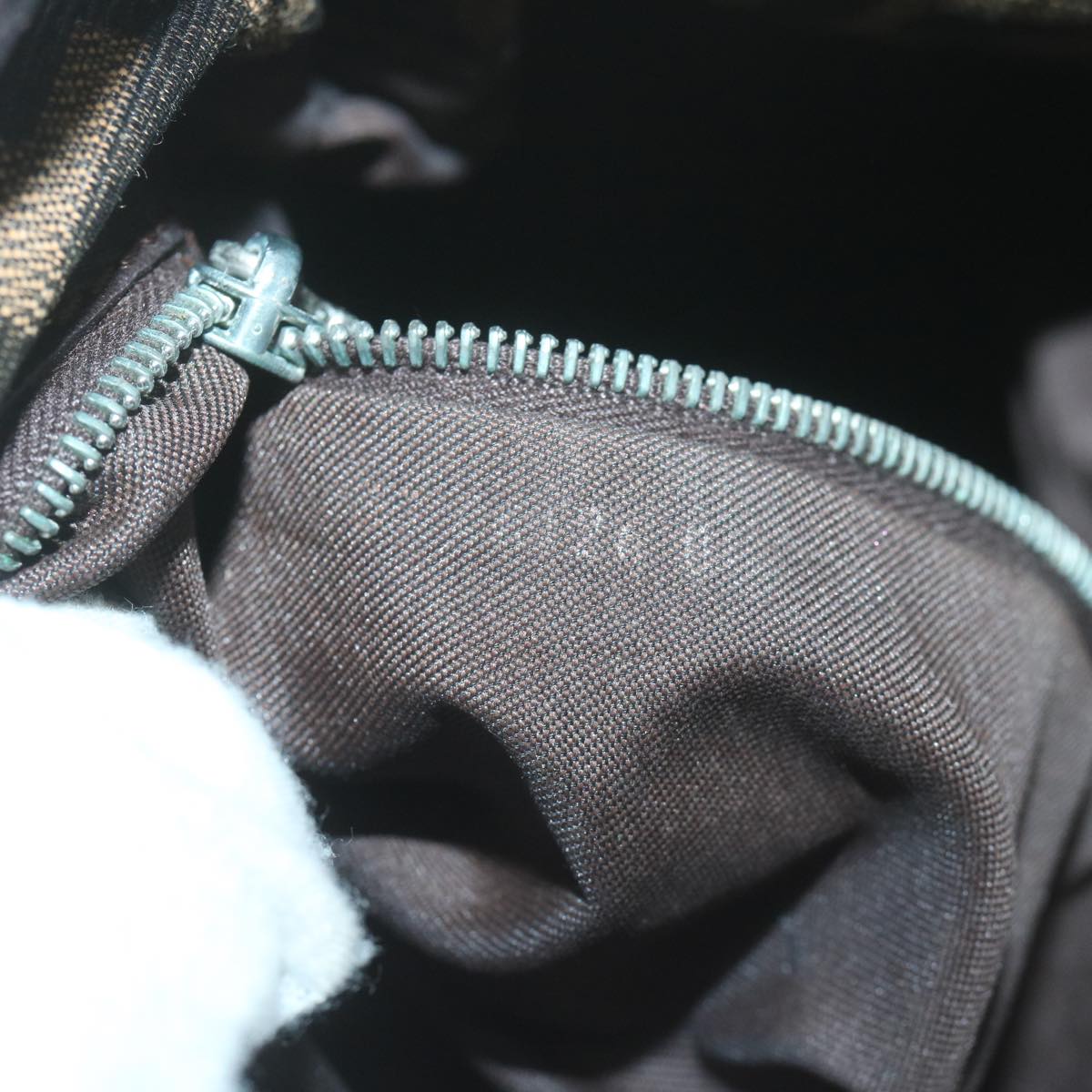 FENDI Zucca Canvas Mamma Baguette Shoulder Bag Brown Black ep3105