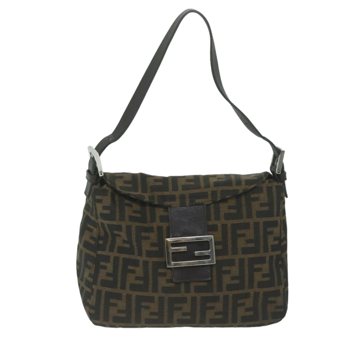 FENDI Zucca Canvas Mamma Baguette Shoulder Bag Brown Black ep3105
