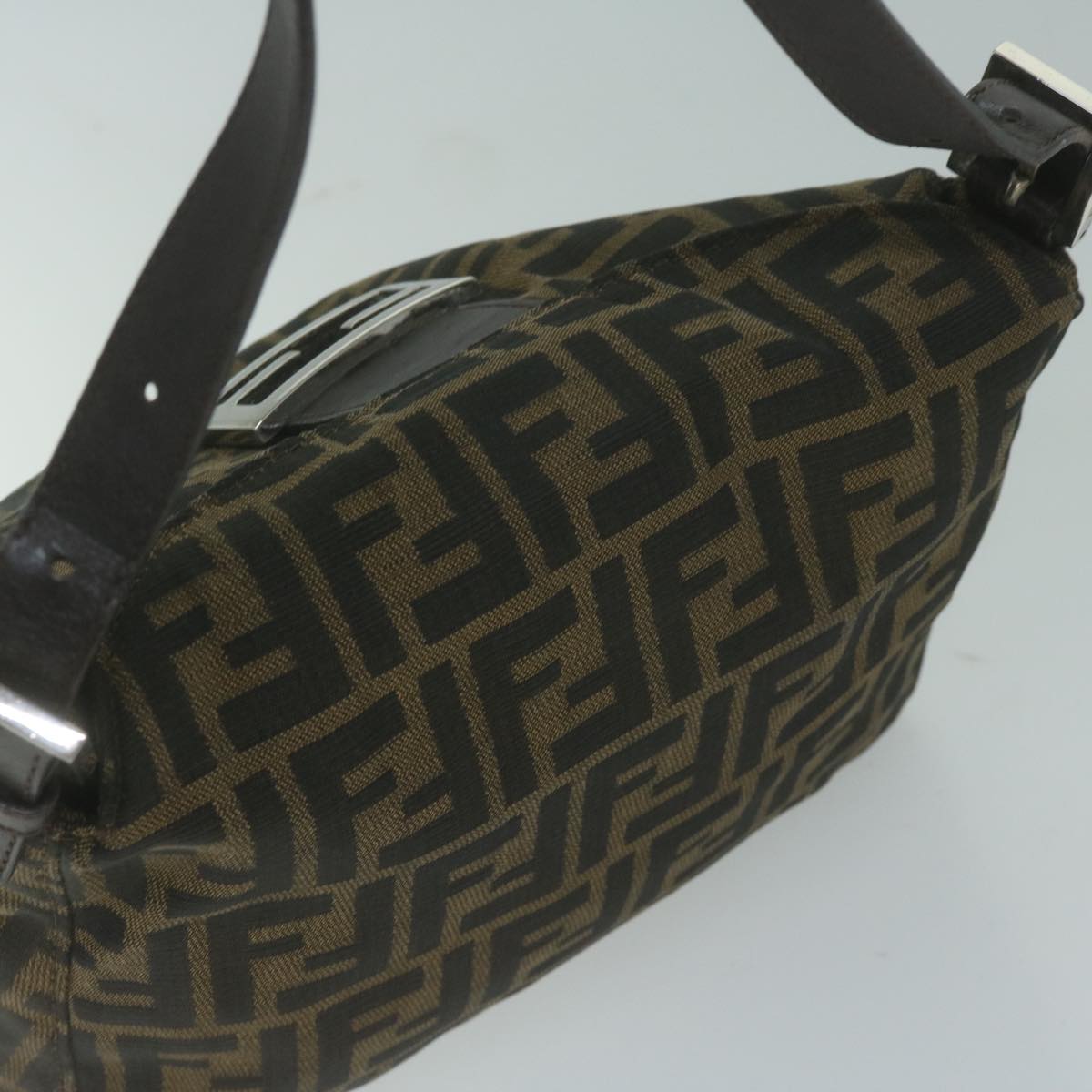 FENDI Zucca Canvas Mamma Baguette Shoulder Bag Brown Black ep3105