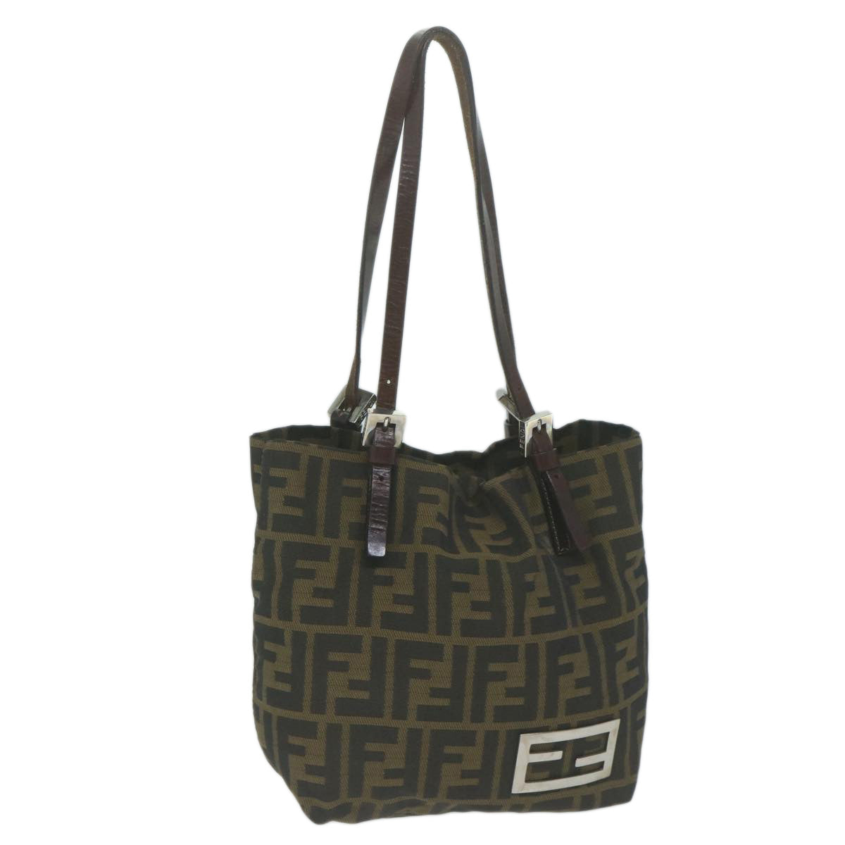 FENDI Zucca Canvas Hand Bag Black Brown ep3201