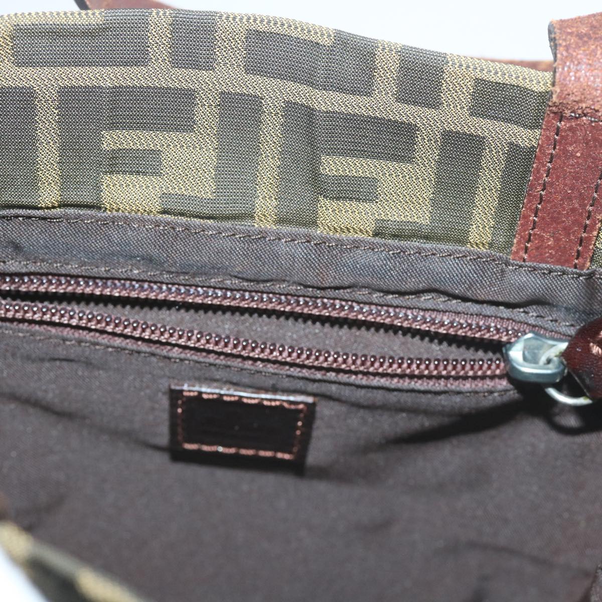 FENDI Zucca Canvas Hand Bag Black Brown ep3284