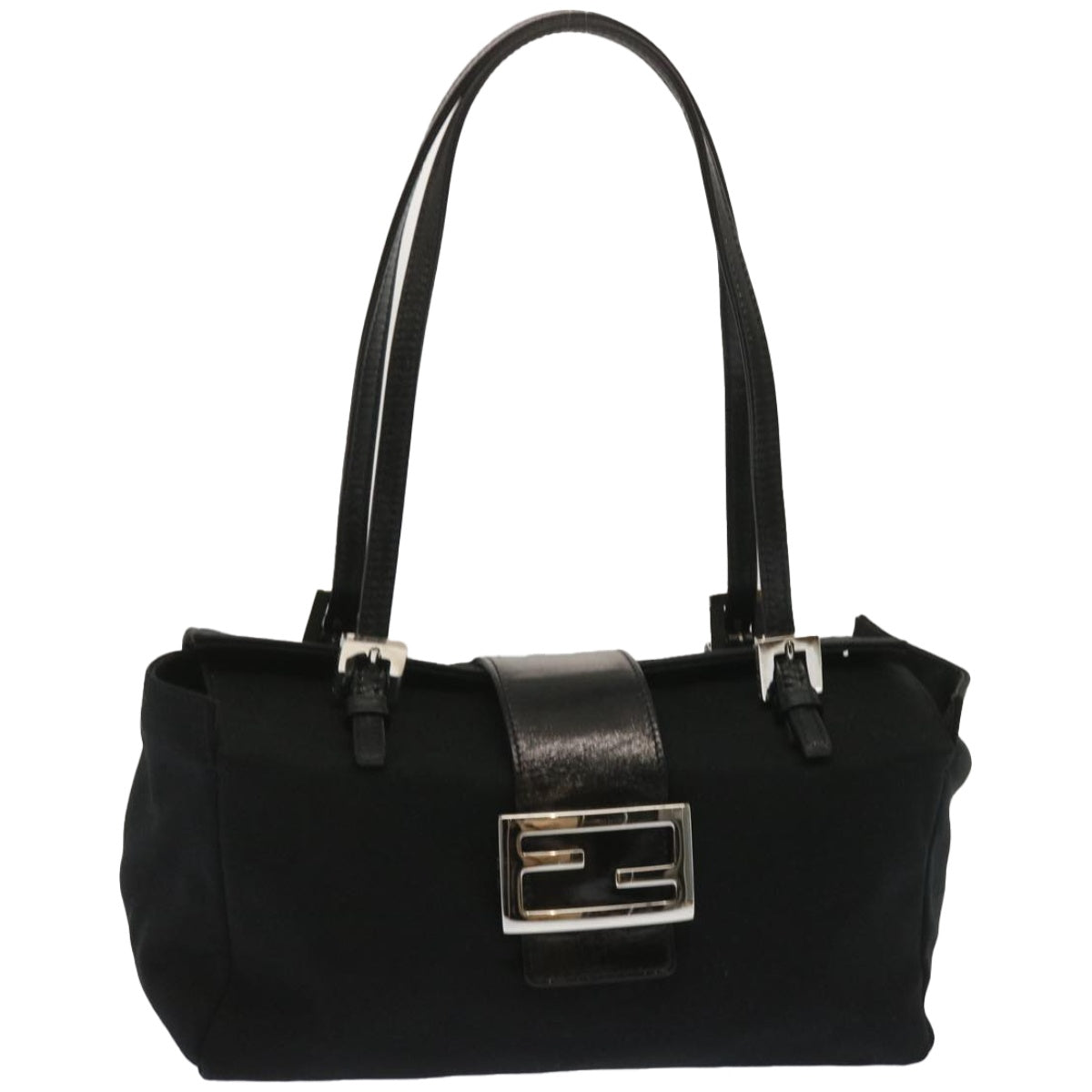 FENDI Mamma Baguette Shoulder Bag Nylon Black ep3486