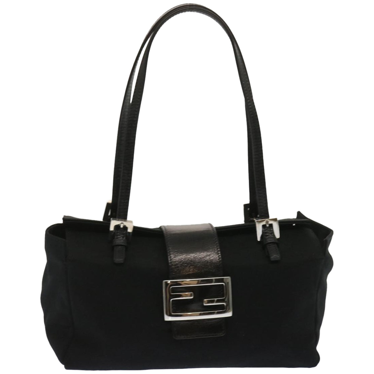 FENDI Mamma Baguette Shoulder Bag Nylon Black ep3486