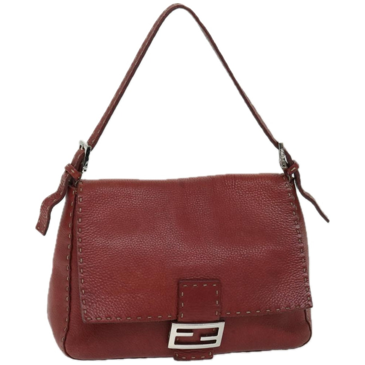 FENDI Mamma Baguette Shoulder Bag Leather Red ep3505