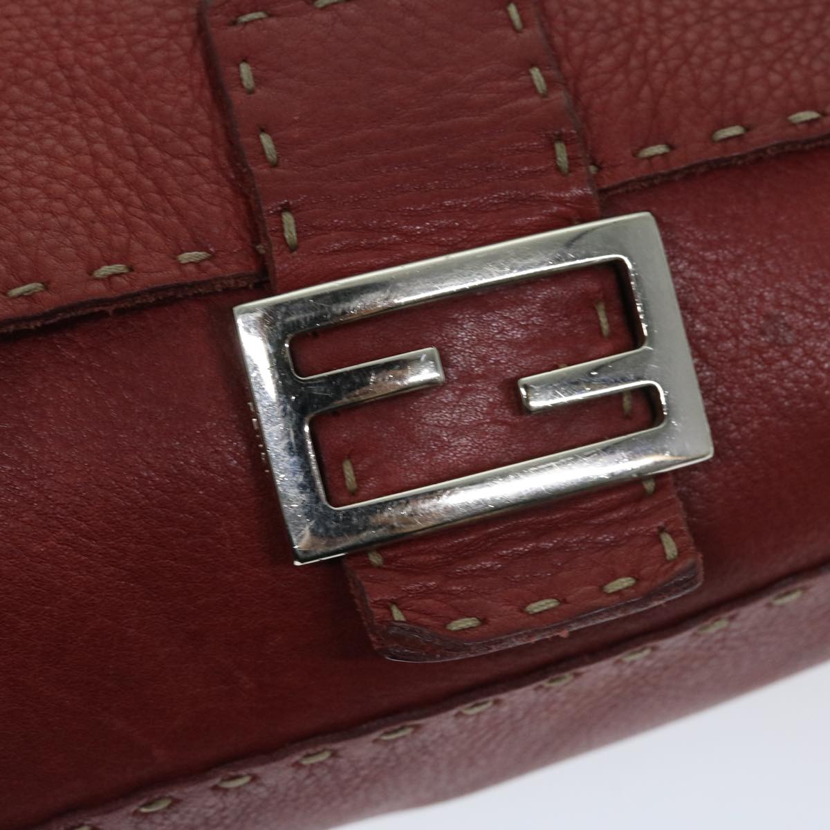 FENDI Mamma Baguette Shoulder Bag Leather Red ep3505