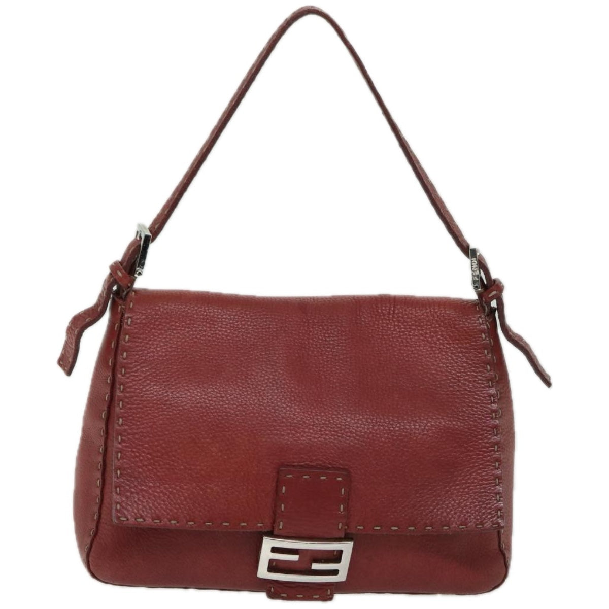 FENDI Mamma Baguette Shoulder Bag Leather Red ep3505