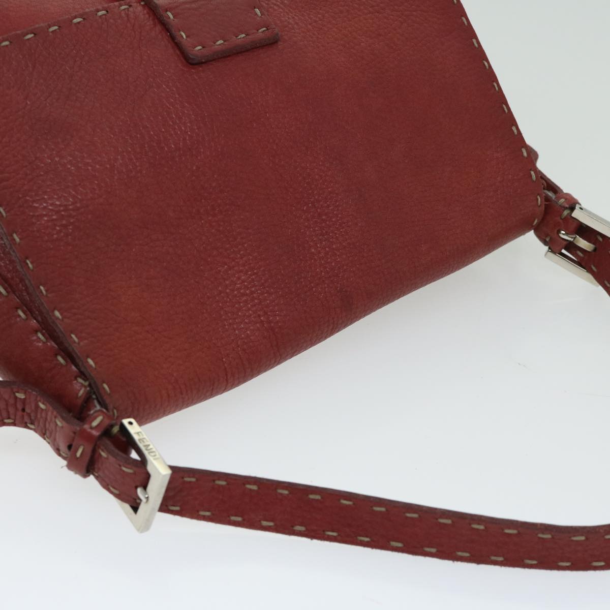 FENDI Mamma Baguette Shoulder Bag Leather Red ep3505