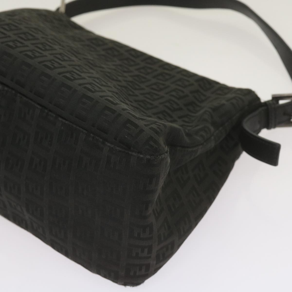 FENDI Zucchino Canvas Mamma Baguette Shoulder Bag Black ep3527