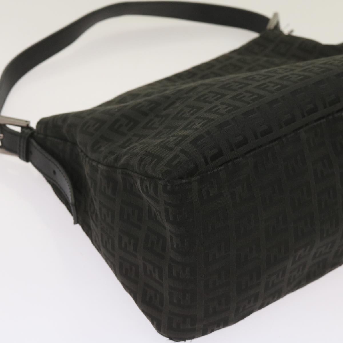 FENDI Zucchino Canvas Mamma Baguette Shoulder Bag Black ep3527