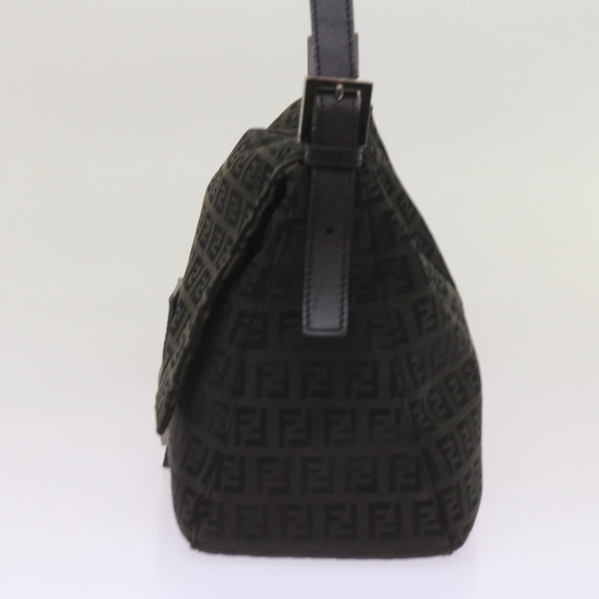 FENDI Zucchino Canvas Mamma Baguette Shoulder Bag Black ep3527