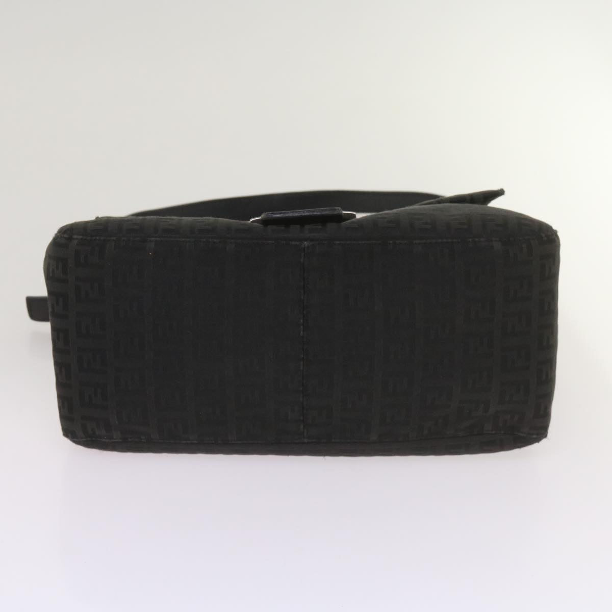 FENDI Zucchino Canvas Mamma Baguette Shoulder Bag Black ep3527