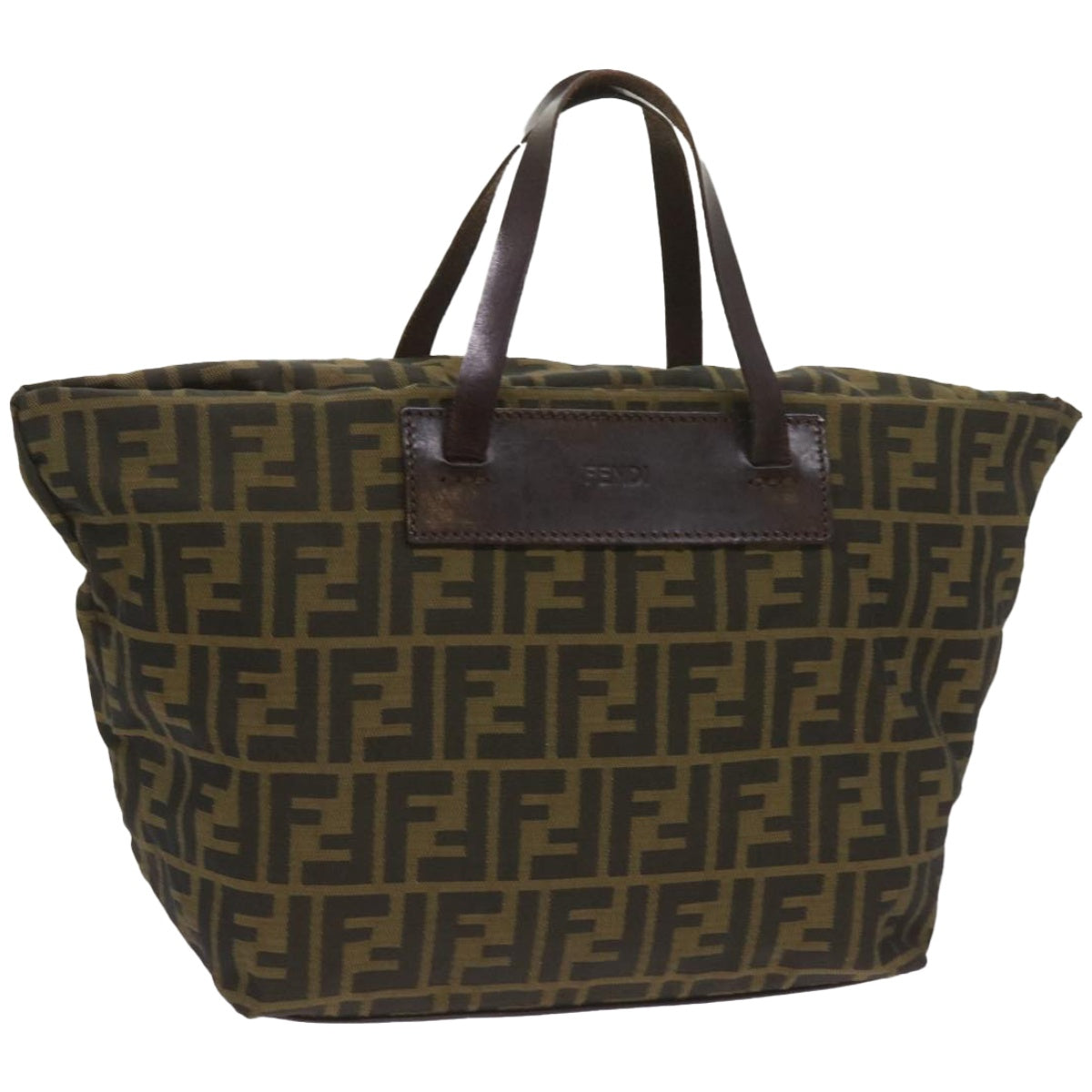 FENDI Zucca Canvas Hand Bag Black Brown